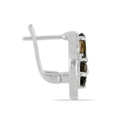 BUY REAL SMOKY GEMSTONE EARRINGS IN STERLING SILVER